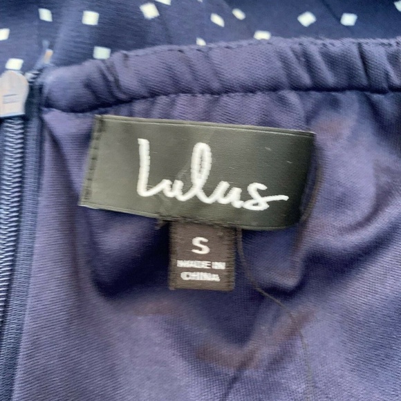 Lulus Womens Sz S Navy White Polka Dots Tank Dress Summer Babydoll Milkmaid - Picture 4 of 4